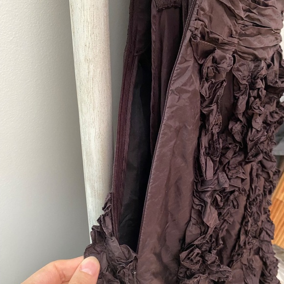 Escada Germany Luxury 100% Silk Brown Off The Shoulder Gown Maxi Dress Size 38 - Picture 9 of 11